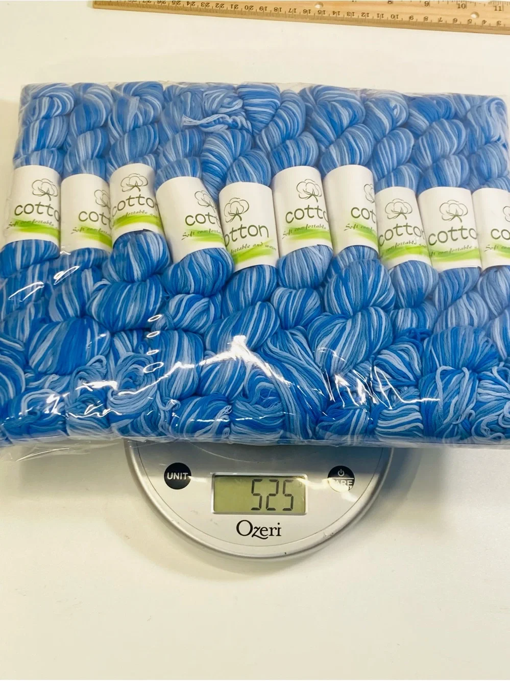 10 NEW (~500g total, ~50g ea.) 100% Cotton Variegated Hanks in Clear Skies